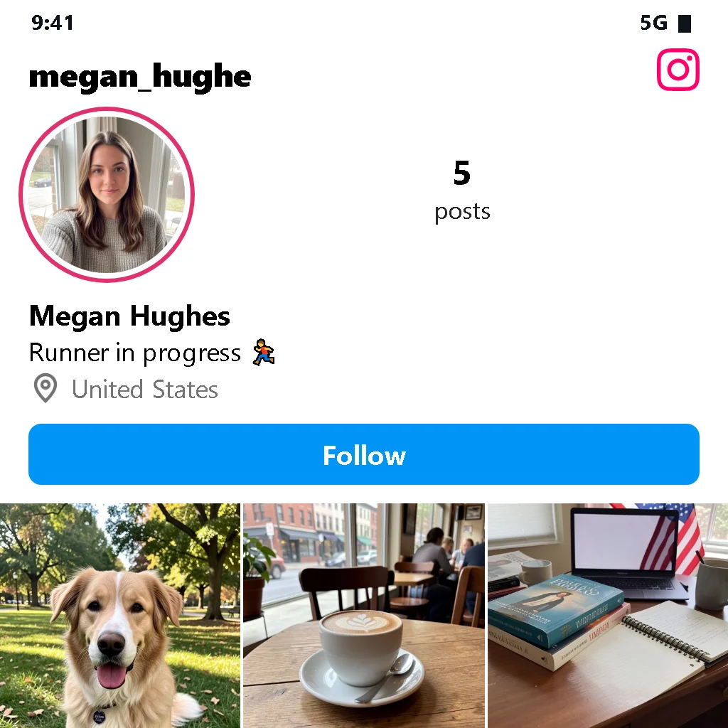 USA Instagram Account with 5 Posts